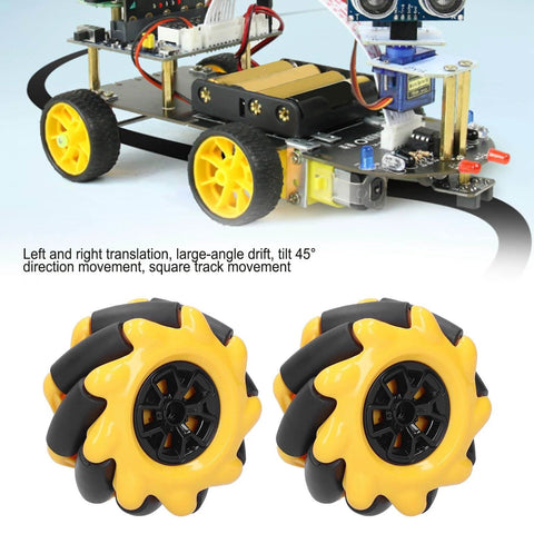 Mecanum Wheel OmniDirectional Smart Robot Car Parts Accessories DIY Toy Components 60mm installed on robot car, two pairs