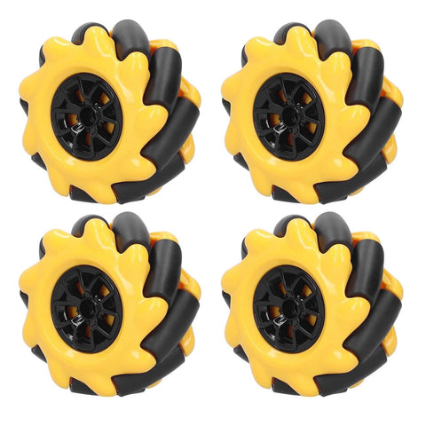 Yellow and black 60mm Mecanum Wheel OmniDirectional Smart Robot Car Parts Accessories DIY Toy Components (Two Pairs)
