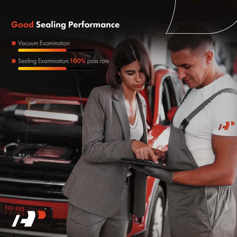 Mechanic and woman discussing Mercedes brake vacuum pump performance in service garage