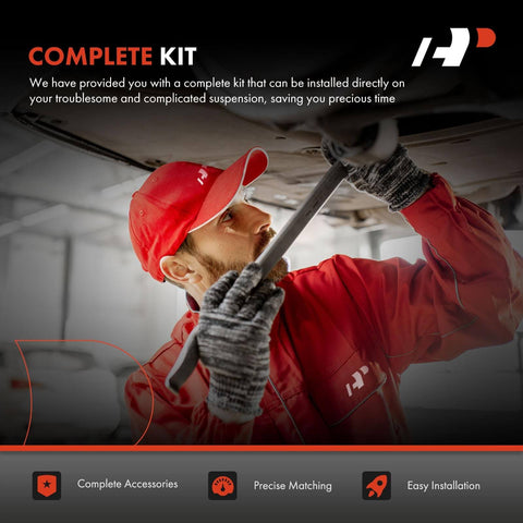 Mechanic installing 12 Piece Beefed Up Front And Rear Control Arm Set With Sway Bar Link Outer Tie Rod End And Lower Rear Ball Joint