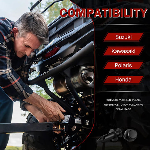 Man working on a UTV showing compatibility with Suzuki, Kawasaki, Polaris, Honda using 8mm Nylon Fender Fasteners For UTV ATV 200 Pcs Push Clips.