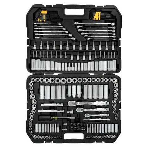 Durable 247-Piece Mechanic Tool Set With One Quarter, Three Eighths, And One Half Inch Drives, SAE Sockets, Ratchets, Hex Keys