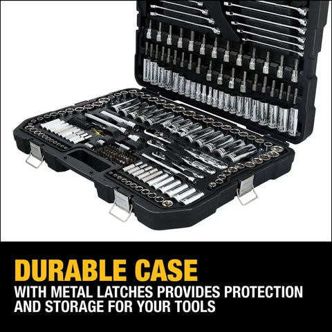 Durable 247-Piece Mechanic Tool Set With One Quarter, Three Eighths, And One Half Inch Drives, SAE Sockets, in a durable case