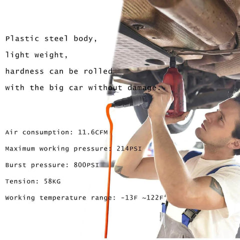 Quick Disconnect Air Hose Fitting Set, C Type Quick Insert Joint For Air Compressors, mechanic using air tool with barb hose connector