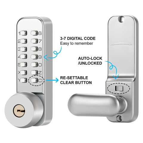 Mechanical Keyless Door Lock No Power Required With Handle Dual Use Password And Key Waterproof Anti Theft Easy To Install Zinc Alloy