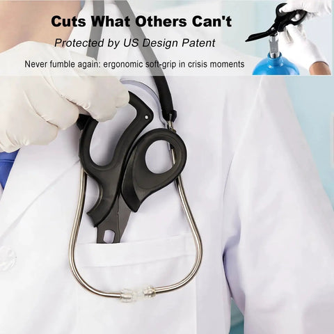 2 Pack Medical Trauma Shears For Left And Right Hand with patented bandage scissors in doctor's pocket, nonstick blades, surgical grade EMT scissors