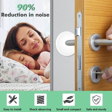 Self adhesive door stopper set cushions impact, protects walls and door knobs, reduces slams and noise, 3.15 inch size installed