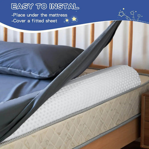 Memory Foam Toddler Bed Rail Bumper For All Bed Sizes With Non Slip Machine Washable Cover Safe Anti Fall Guard Rail Queen King Twin Full Size Bed Guard Protection For Child Sleep installed under sheet