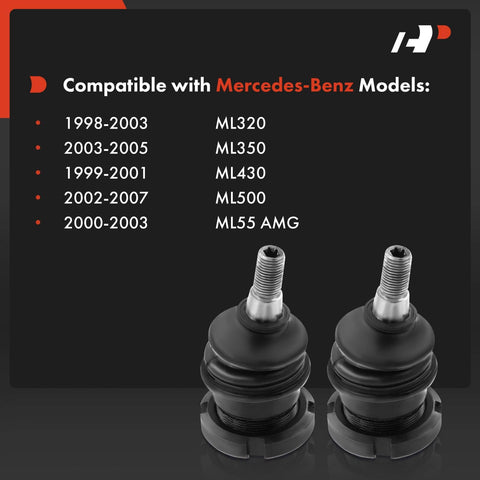 Two Front Lower Ball Joints Kit For Mercedes M Class ML320 ML350 ML430 ML500 ML55 AMG 1998 To 2007 Replacement Suspension