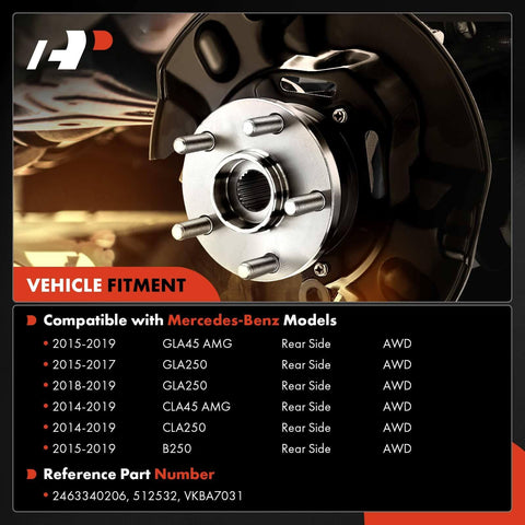 Rear Wheel Bearing And Hub Assembly For Mercedes Benz CLA250 CLA45 AMG GLA250 GLA45 AMG B250 2014 To 2020 AWD Replacement