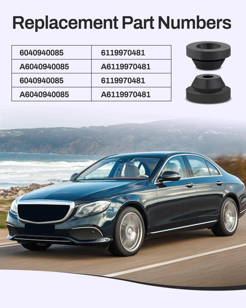 Mercedes Benz Rubber Bearing Mount Kit Two Pack For A Class B Class C Class E Class G Class S Class V Class CLA CLK GLA ML SLK Sprinter Valente Viano Vito Vehicles Replace 6040940085 6119970481 Durable Rubber Vibration Dampening And Easy Install with car and part numbers