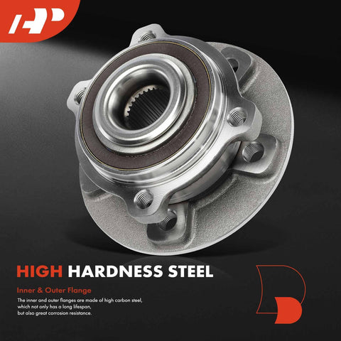 Front view of OEM Quality Replacement wheel bearing and hub assembly set for Mercedes CLA 250 CLA 35 AMG CLA 45 AMG GLA 250 GLA 35 AMG