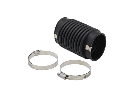 Quicksilver bell housing exhaust bellows, 8M0124227, black ribbed rubber with two stainless hose clamps