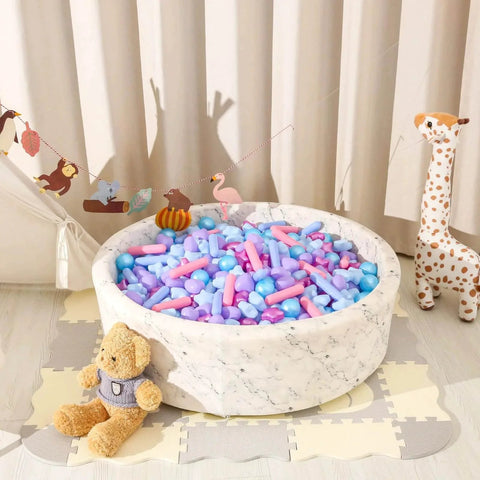 Ball Pit Balls - Pack of 200pcs Crush Proof Plastic Children's Toy Balls Mermaid Ocean Balls in a round marble play pit