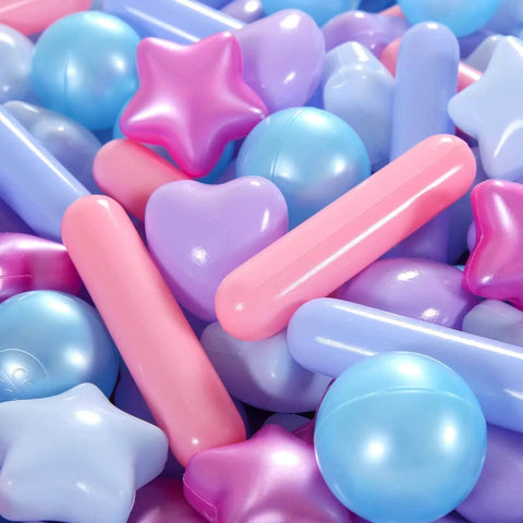 Ball Pit Balls - Pack of 200pcs Crush Proof Plastic Children's Toy Balls Mermaid Ocean Balls for Birthday Party Christmas Water Toy Indoor Outdoor,4 Shapes, colorful balls and shapes