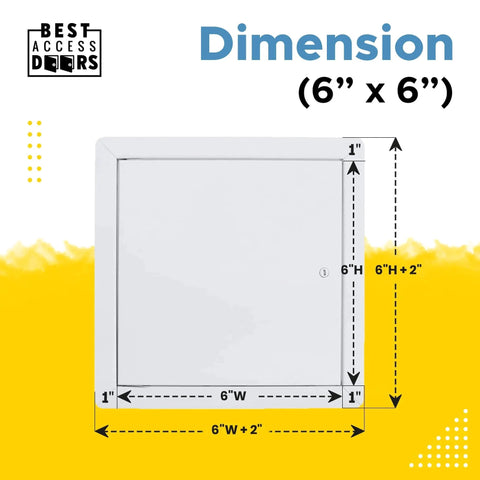 BA-AHD 6x6 Metal Access Panel With Concealed Pin Hinge 16 Gauge Steel Non Rated Drywall Ceilings White LEED Compliant