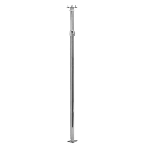 Support pole for Dual 18 Inch Full Circle Lazy Susan Organizer in white plastic 2-tier turntable shelves for kitchen cabinets.
