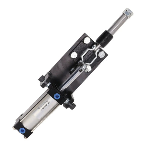 Metal Pneumatic Toggle Clamp With Auto Control Industrial Air Clamp in carbon steel, close-up of carbon steel body and piston rod.