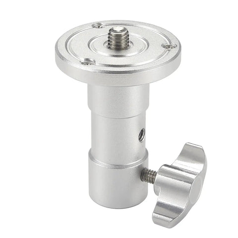 5/8 Inch Baby Ball Head Adapter To 3/8 Inch Thread For C Stand And Light Stand Mounts, all-metal aluminum, side view.