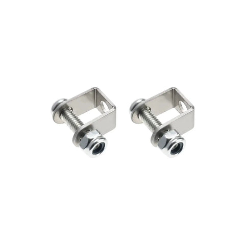 Mounting brackets for compact 12V electric linear actuator with 2 inch stroke and IP54 waterproof rating, shown on white background.