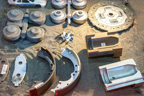 Metal parts cleaned and etched by aluminum oxide medium grit blasting media in a reusable 8 lb bag for wet or dry blasting.
