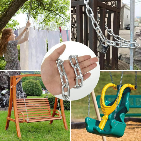 ✝️ 1/4" x 19.69 Ft Metal Chain, Galvanized Iron Coil Chain used for swings, pet chains, and decorative hanging purposes