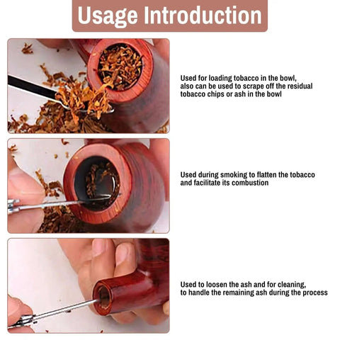Usage of 9 Pack 3 In 1 Metal Cleaning Tools Set Stainless Steel Tamper Reamer Pick for tobacco pipe maintenance in gold, rose gold, silver