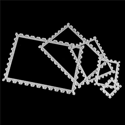 Rectangle Metal Cutting Dies Set For Scrapbooking And Card Making, 5 Size Variations, Durable Carbon Steel, on black background.