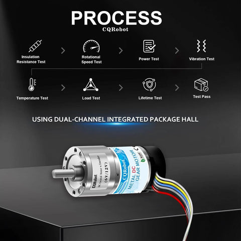 270:1 Metal DC Geared-Down Motor 37Dx72.5L mm 6V/12V with 64 CPR Encoder, various tests shown