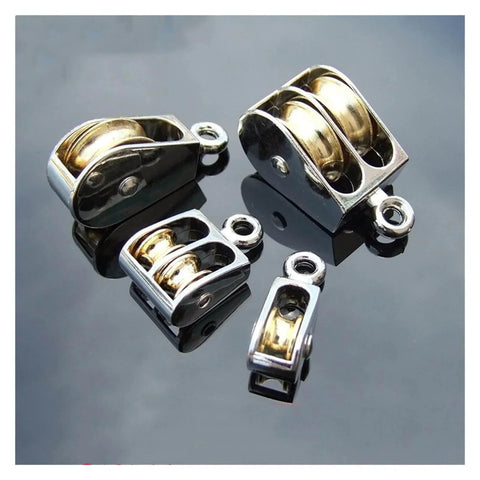 52mm Metal Sheave Zinc Alloy Fixed Pulley Crown Block and Tackle Lifting Wheel Mini Single/Double Pulley, various sizes