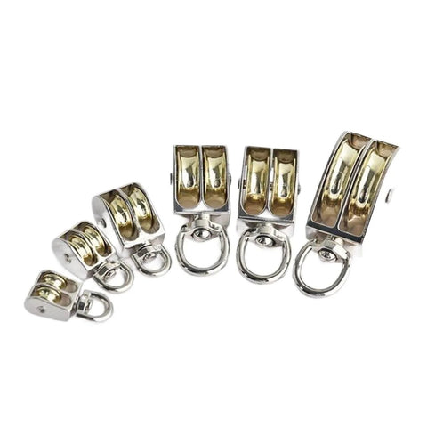 75mm DIY Mini Metal Sheave Zinc Alloy Fixed Pulley Crown Block and Tackle Lifting Wheel Single/Double Pulley(Fixed-Single-75mm)