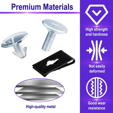 14 Piece Lower Engine Cover Pin Screw Set Includes 6 Radiator Access Pins 2 Lower Cover Bolts And 6 Engine Splash Shield Clips For Honda Civic Accord CRV And Acura Vehicles Replacement Fastener Kit showing high-strength metal parts.
