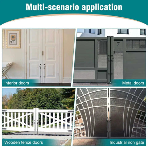 Multi-scenario application of 36 Inch Heavy Duty Gate Drop Rod Two Pack Built Tough Black Solid Steel Cane Bolt Gate Latch For Wooden Fences Easy To Install Ground Mount Fence Hardware on interior, metal, wooden, and industrial gates