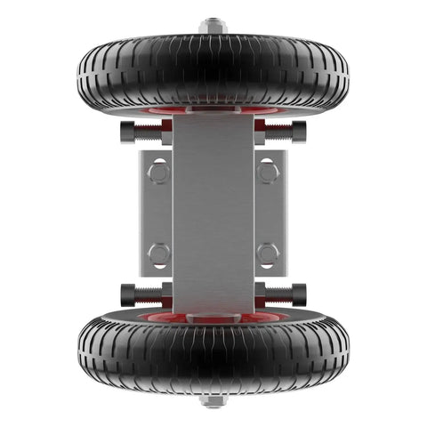 8 Inch Rolling Gate Wheels With Double U Bolts Heavy Duty Gate Rollers And Sliding Gate Carrier shown from top view.