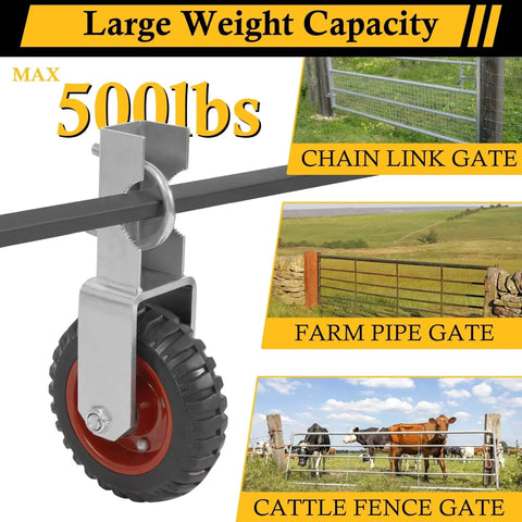 Gate Wheel Set 6 Inch Gate Wheel Set For Farm Gates, 2 Pack Gate Supp...
