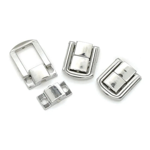 12 Pieces Metal Hasp Latch Clasps Set With 25x20mm Silver Finish for Boxes and DIY Projects displayed on white background