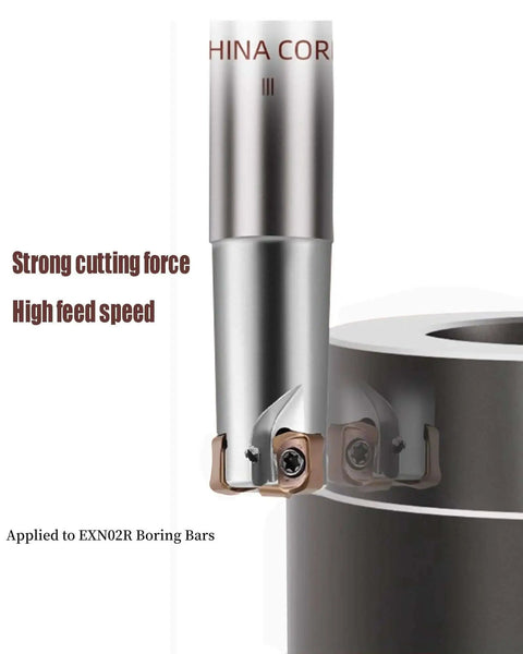 Indexable 3/8 Inch Shank Metal Lathe End Mill Tool Holder EXN02R with 10 Pcs LNMU020209ZNER for boring and grooving