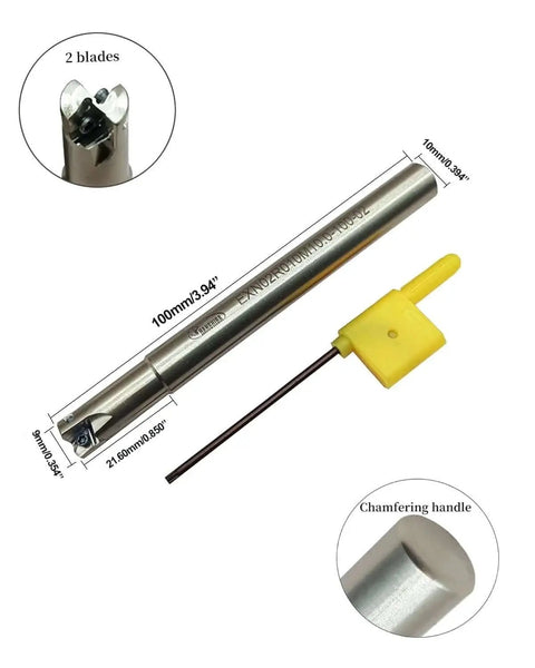 Indexable 3/8 Inch Shank Metal Lathe End Mill Tool Holder EXN02R With 10 Pcs LNMU020209ZNER High Speed Carbide Inserts