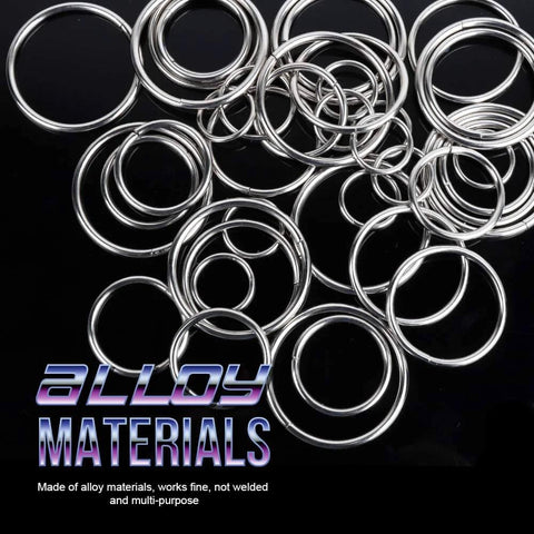 Metal O Rings Set 50 Pieces Non Welded Silver O Ring Assortment In 5 Sizes 16mm 21mm 25mm 32mm 38mm For Macrame Camping