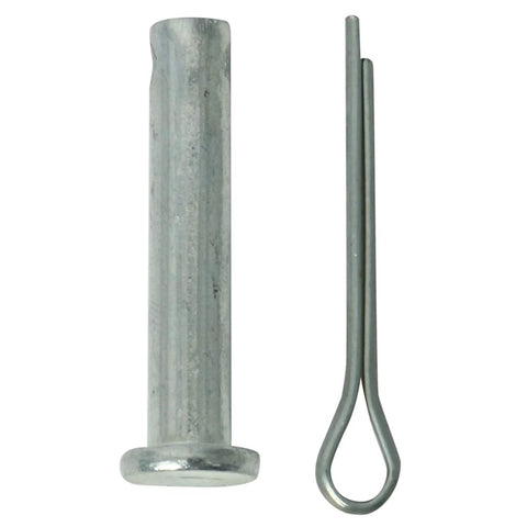 Steel mounting pin with R-clip for linear actuator, two-piece set (pin and clip).