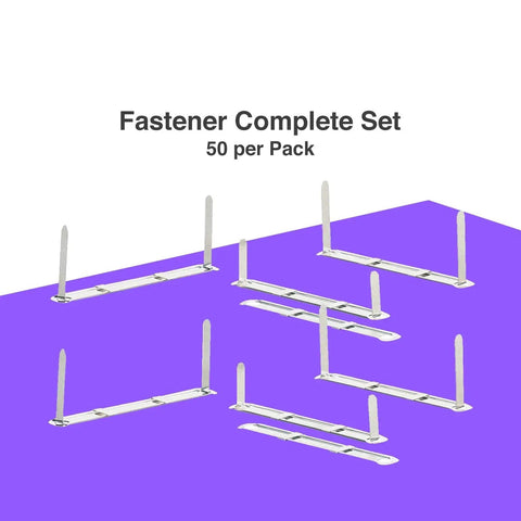 Premium 3 Inch Capacity Metal Prong Paper Fasteners Pack Of 50 With 8.5 Inch Base And Standard 2 Hole Punch displayed on purple surface