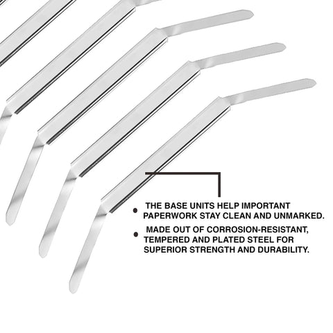Premium 50 Pack 3.5 Inch Capacity Metal Prong Paper Fasteners Set with 2.75 Inch Base and Standard 2-Hole Punch, corrosion-resistant steel