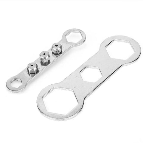 Two metal wrenches with multiple hexagonal openings for Electric Rivet Nut Adapter For Fast No Fuss Riveting With Your Drill