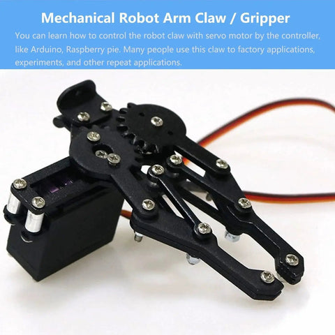 Metal Robot Claw Gripper With High Torque Servo for Arduino Raspberry Pi Microbit, ideal for robotics and DIY education projects.
