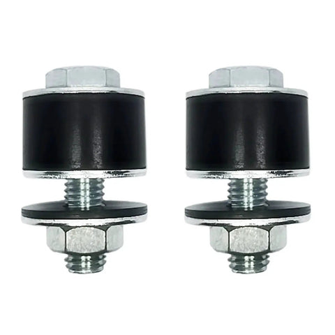 Two Pack Strut Channel Trolley Stopper And Roller Limiter For One And Five Eighths Inch Wide And Taller Strut Channels, Prevents Trolley Assembly Slippage, Durable Metal And Rubber Stopper For Secure Positioning, shown in black and silver.