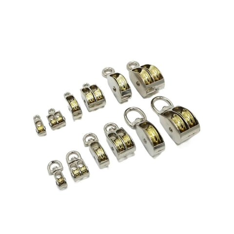 Assorted 58mm Metal Sheave Zinc Alloy Fixed Pulley Crown Block and Tackle Lifting Wheel Mini Single/Double Pulley