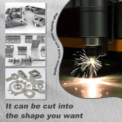Metal stamping and laser cutting machine with various metal parts samples displayed