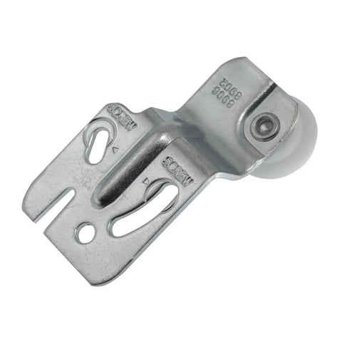 Closet Sliding Door Roller Kit With Hanging Rails Hardware, Metal Silver, 7/8 Inch Diameter Galvanized Steel Wheel, Side View