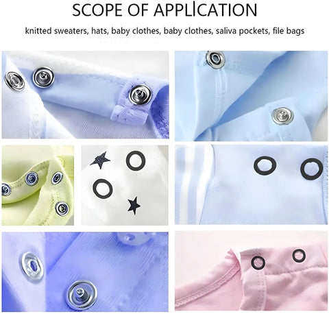 Must Have Snap Button Kit With Five Claw Buckle Pliers For Clothing Leather Crafting And Sewing, 100 Sets Metal Snaps, shown on fabric