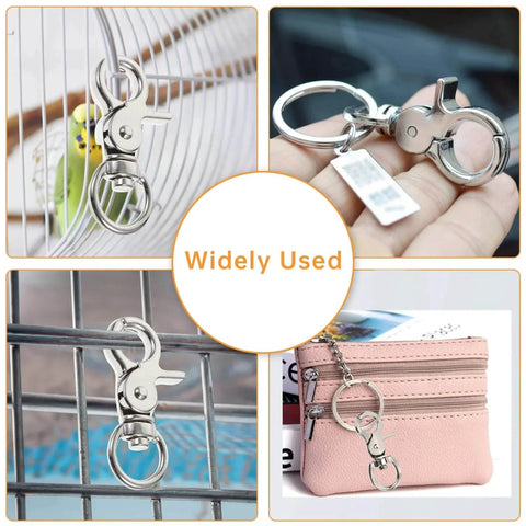 10 Pack Trigger Snap Hooks 2.32 Inches By 0.82 Inches used on bird cage, keychain, pet cage, and purse, durable zinc alloy clasps